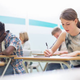Students taking a test.